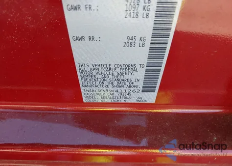 2025 Nissan Altima Sr Fwd from USA, damaged, VIN 1N4BL4CV9SN411262